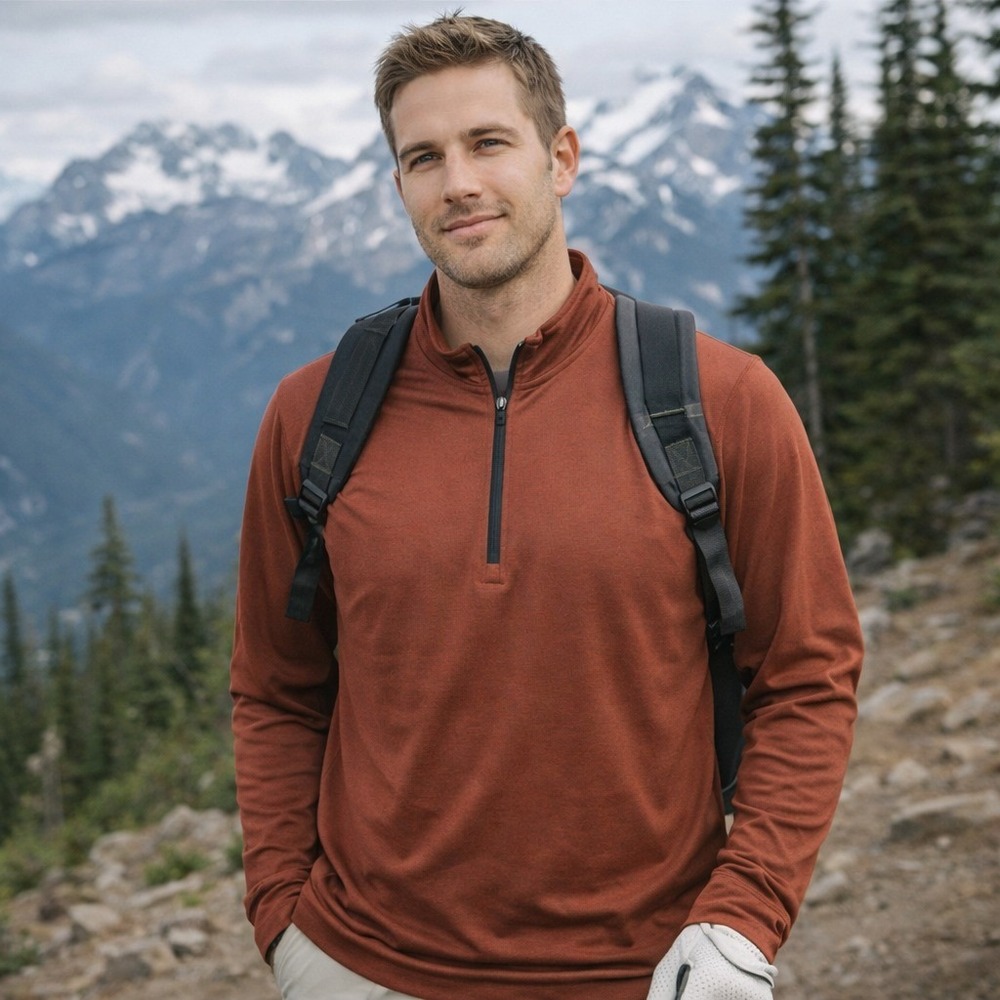 REI Co-op 1/4 Zip Pullover Mens XL Burnt Orange Active Pursuits‎